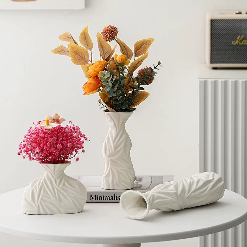 Minimalist Crinkled Ceramic Vase