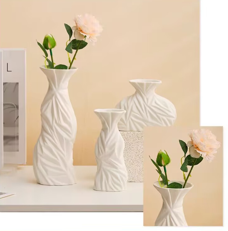 Minimalist Crinkled Ceramic Vase