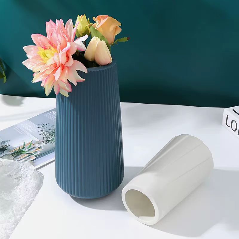Minimalist Ridge Textured Ceramic Vase