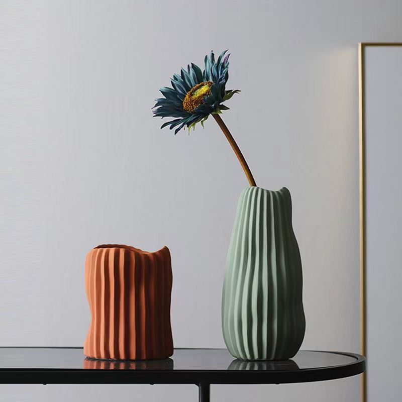 Nordic Ripple Texture Ceramic Vase