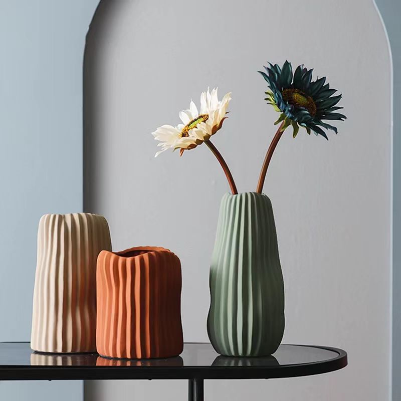 Nordic Ripple Texture Ceramic Vase 4