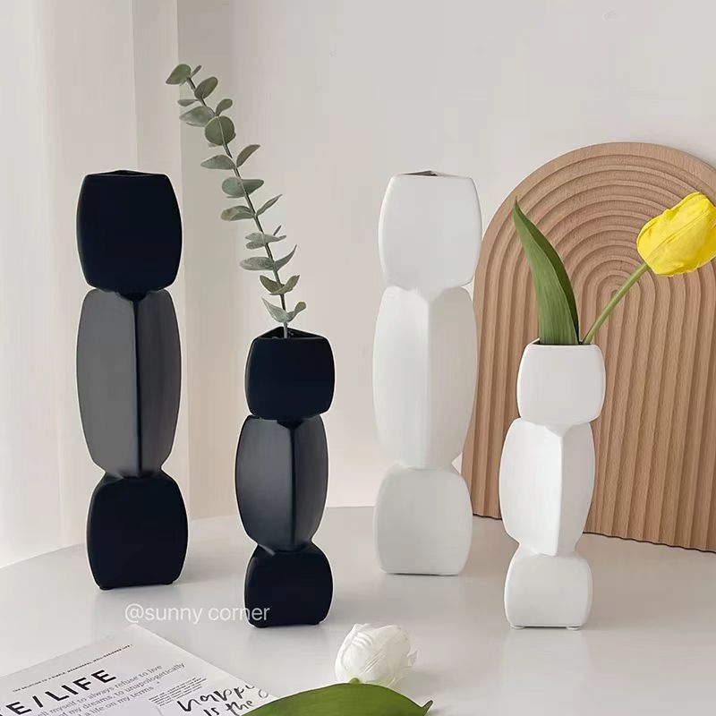 Nordic Stacked Geometry Ceramic Vase