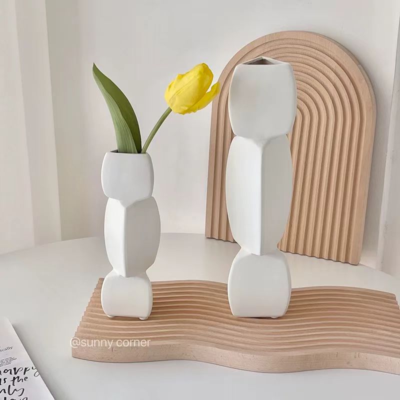 Nordic Stacked Geometry Ceramic Vase 2