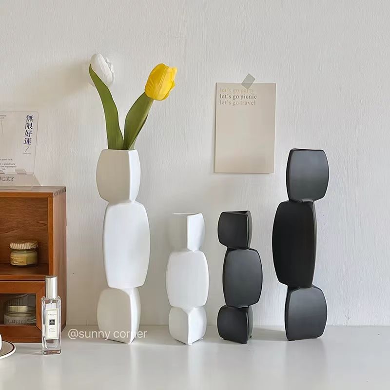 Nordic Stacked Geometry Ceramic Vase 3