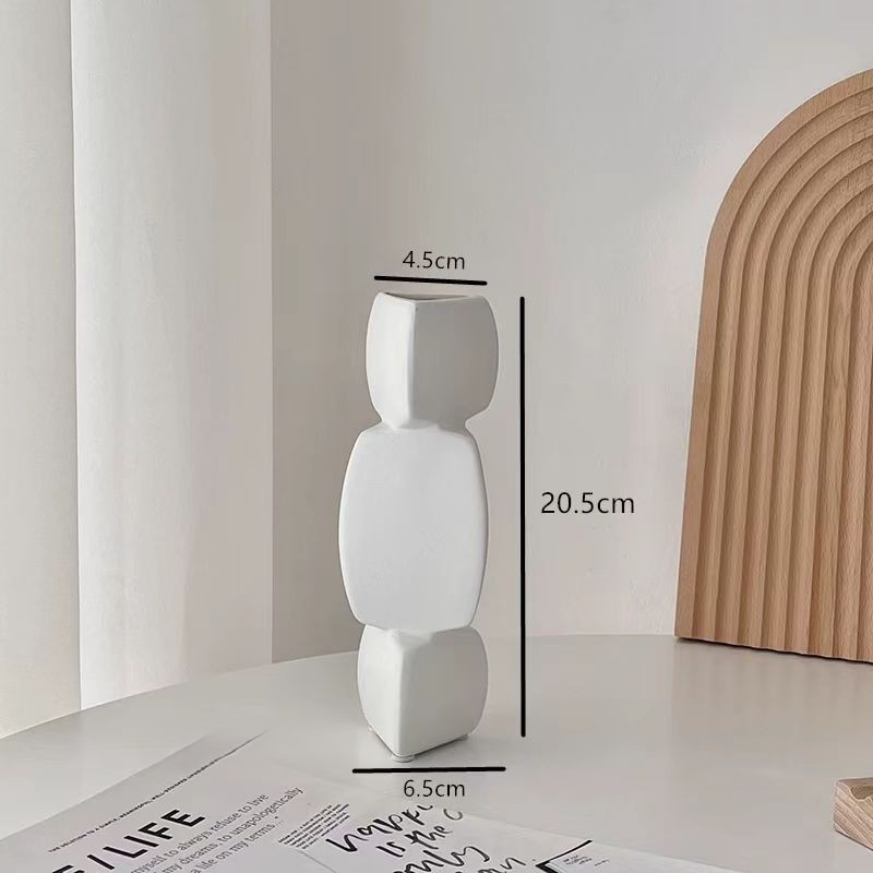 Nordic Stacked Geometry Ceramic Vase 4