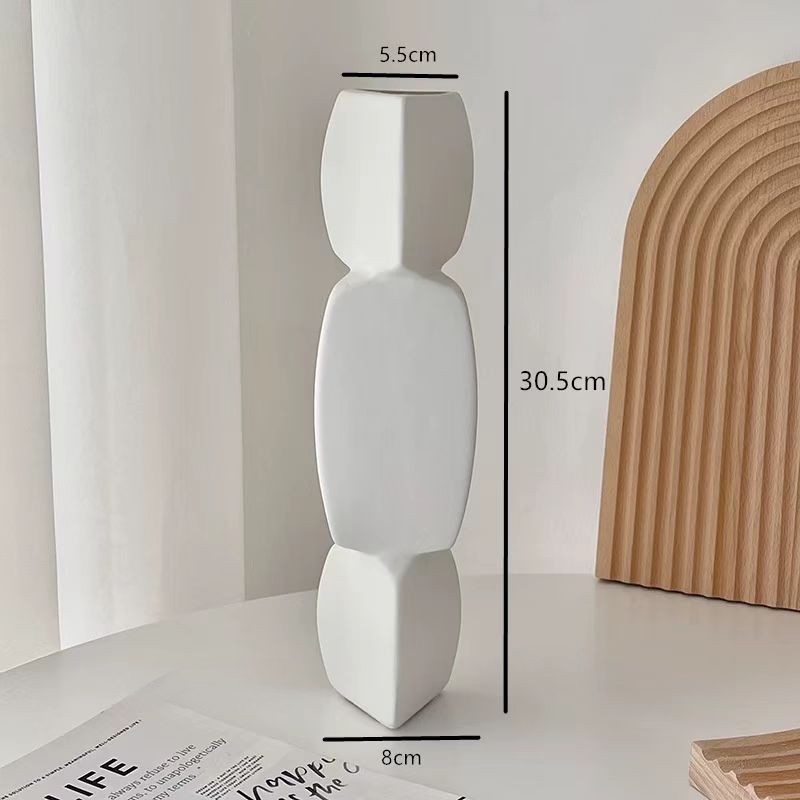 Nordic Stacked Geometry Ceramic Vase 7