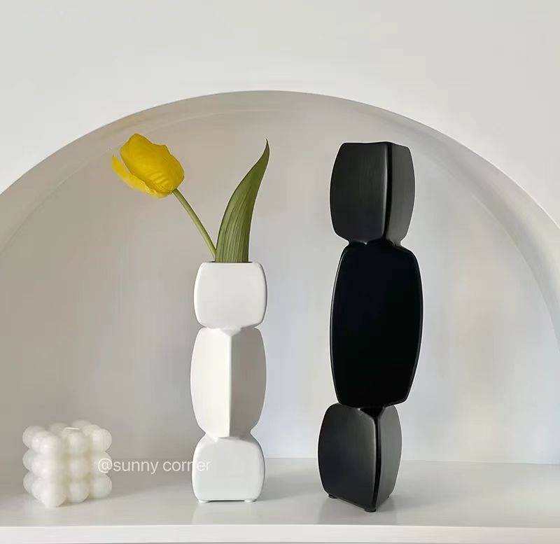 Nordic Stacked Geometry Ceramic Vase