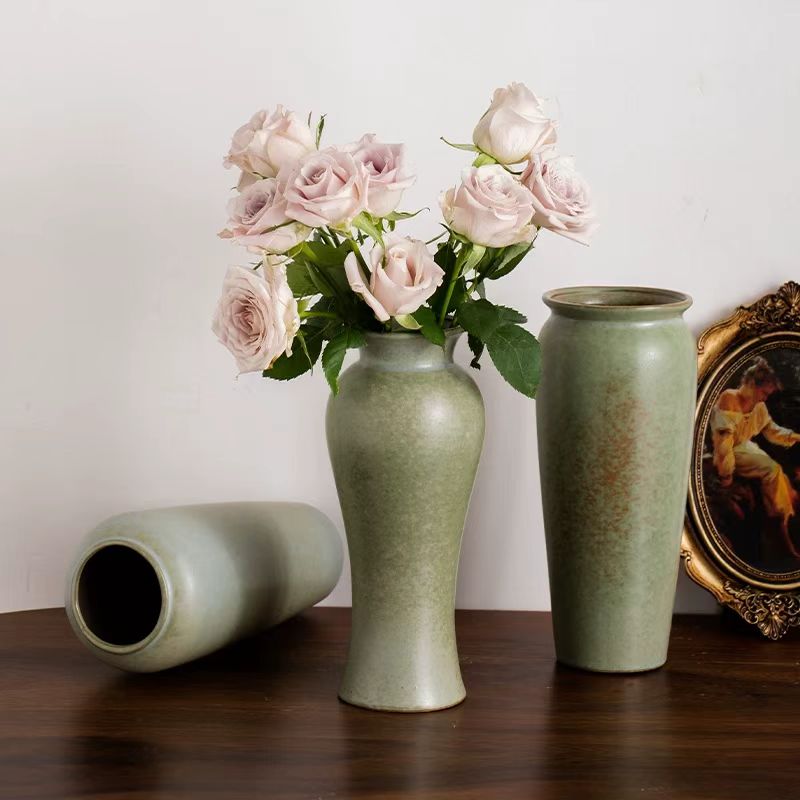 Wabi-Sabi Celadon Ceramic Vase 8
