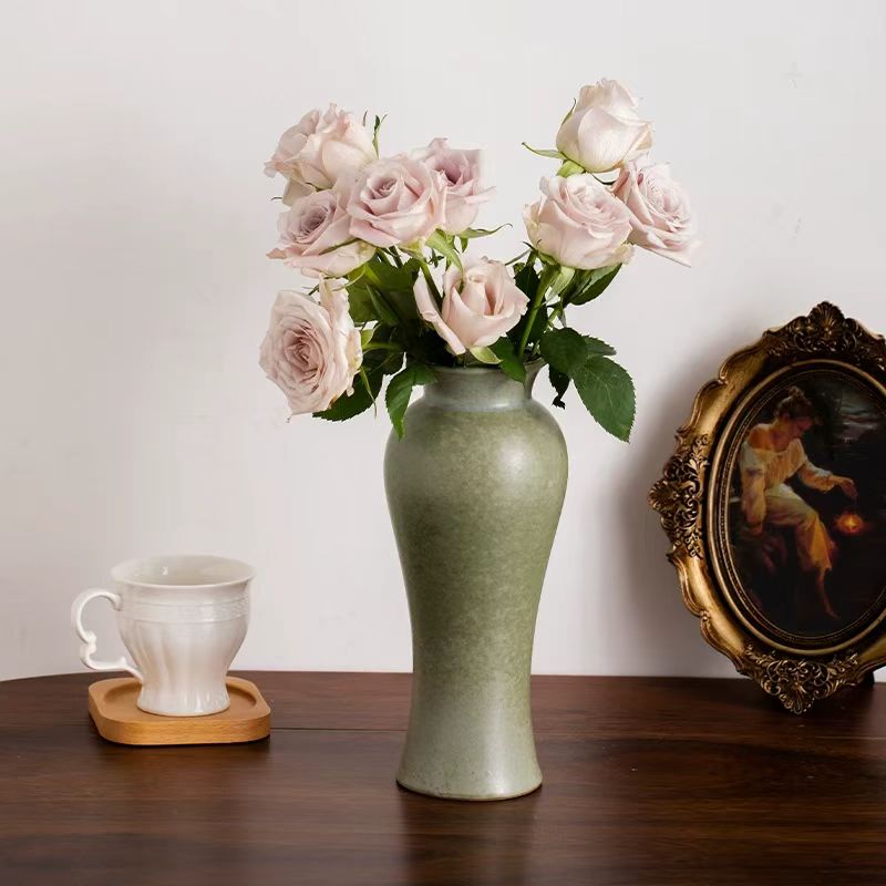 Wabi-Sabi Celadon Ceramic Vase 13
