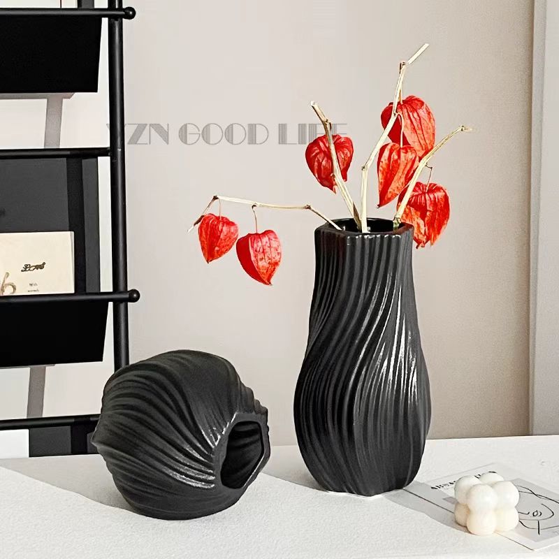 Wabi-Sabi Swirl Ceramic Vase 12