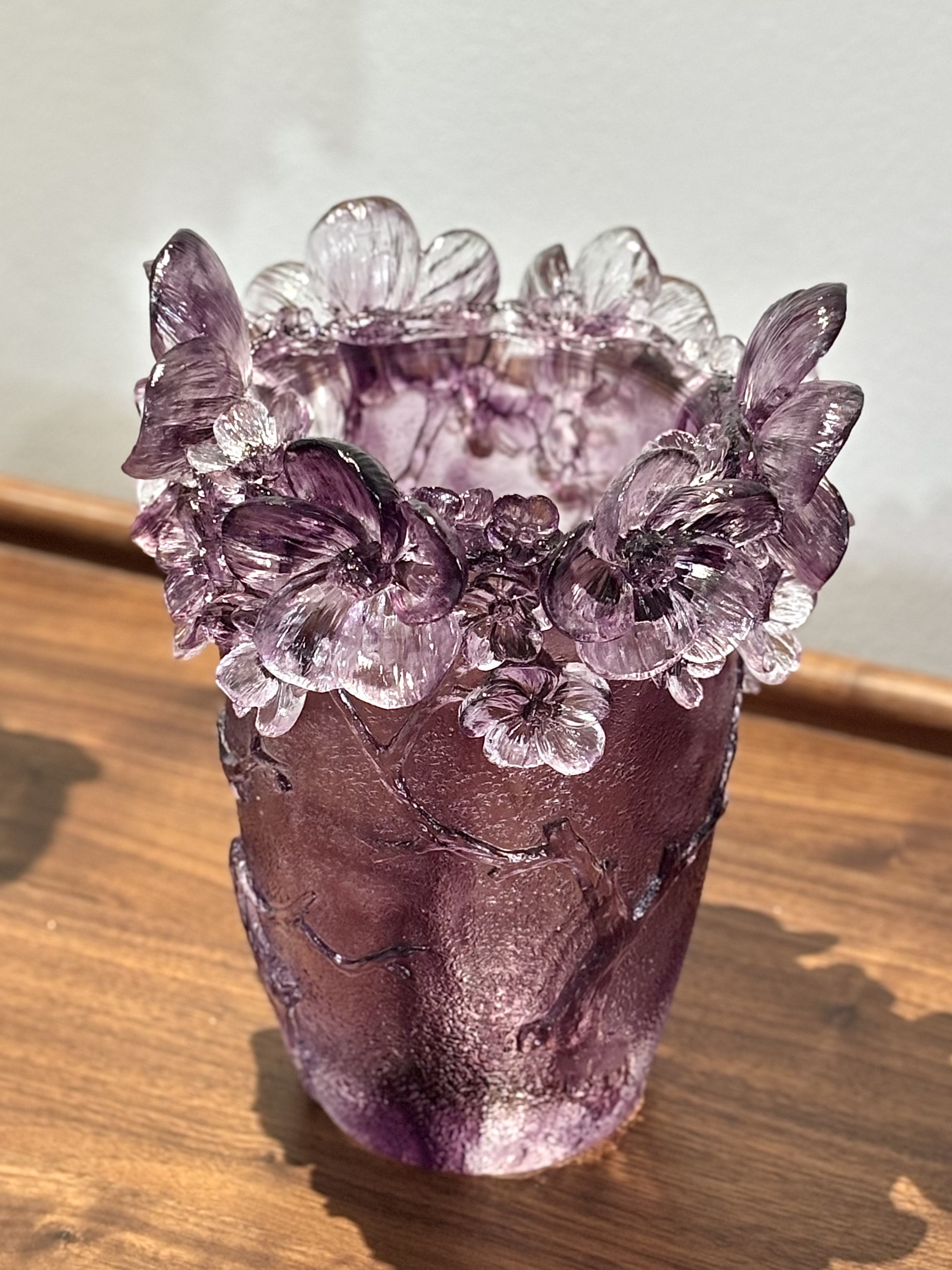 3D Flower Colored Crystal Glass Vase
