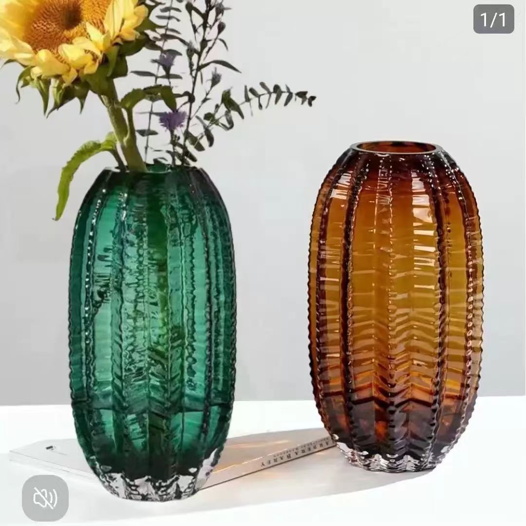 INS Cactus Textured Glass Vase