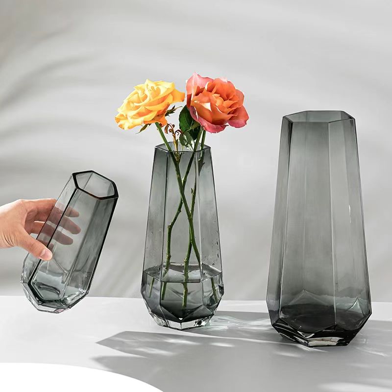 Nordic Faceted Hexagon Glass Vase 12