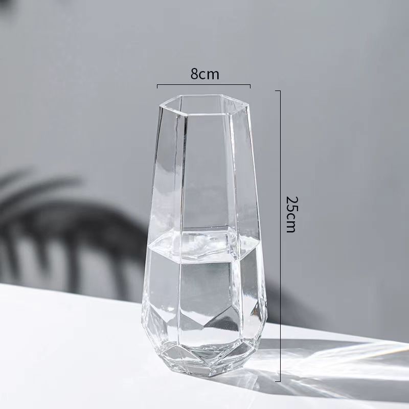 Nordic Faceted Hexagon Glass Vase 7