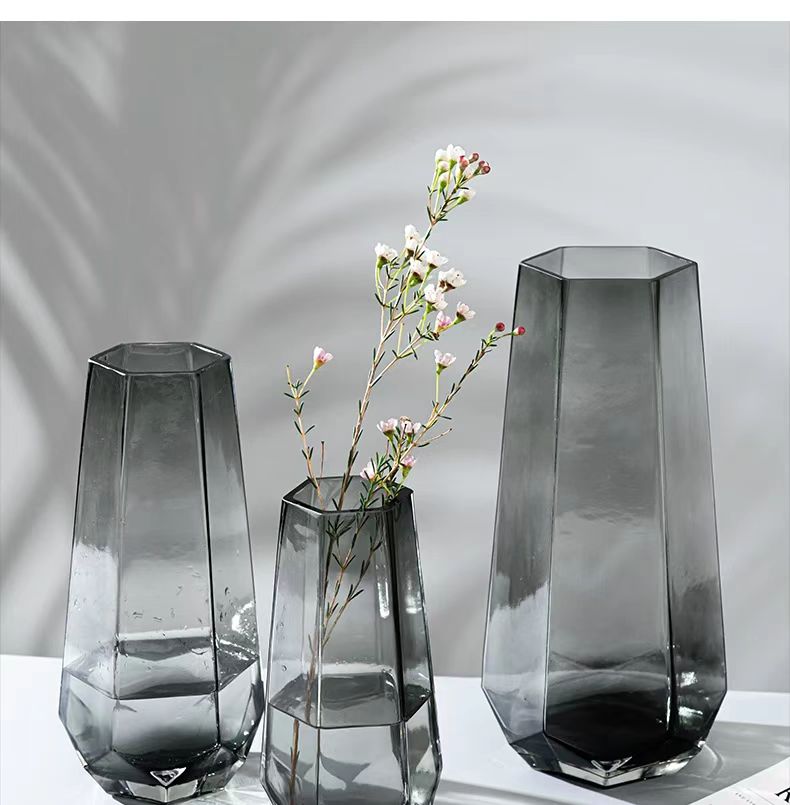 Nordic Faceted Hexagon Glass Vase 4