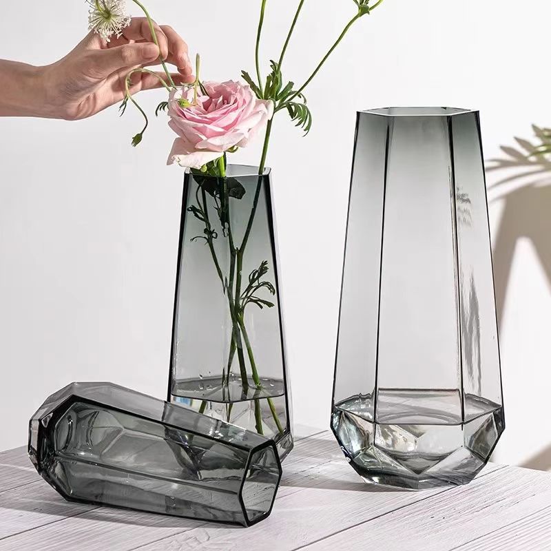Nordic Faceted Hexagon Glass Vase 13