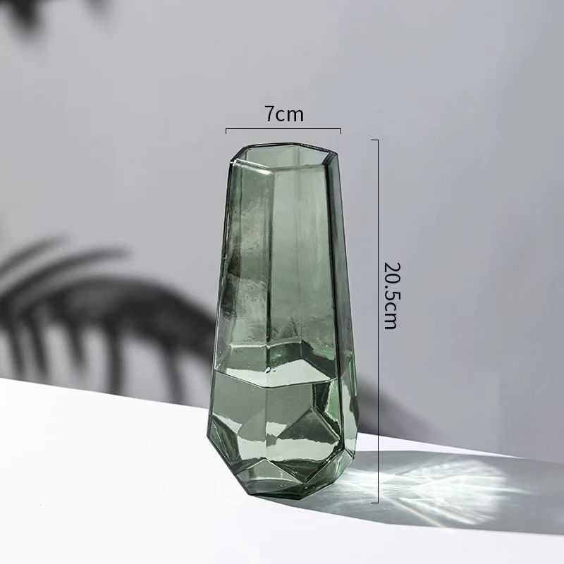 Nordic Faceted Hexagon Glass Vase 8