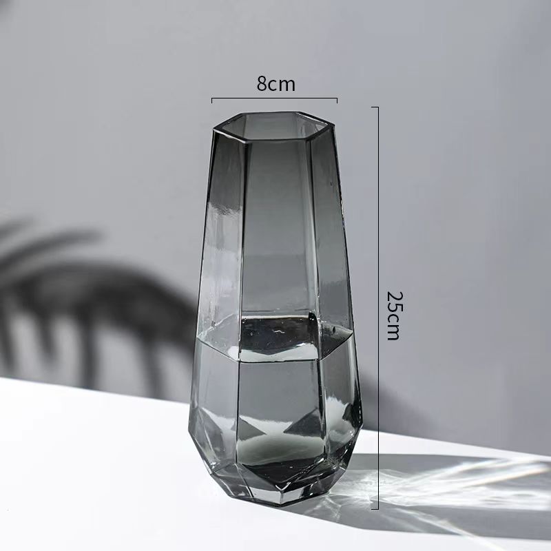 Nordic Faceted Hexagon Glass Vase