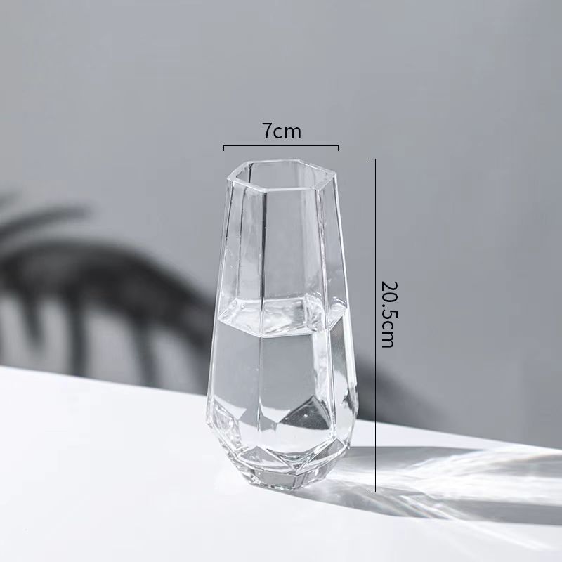Nordic Faceted Hexagon Glass Vase 11