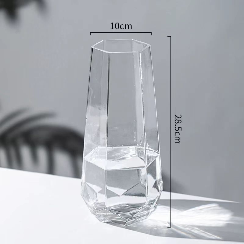 Nordic Faceted Hexagon Glass Vase 2