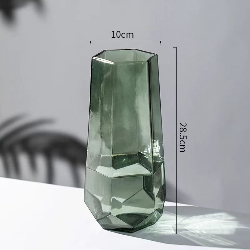 Nordic Faceted Hexagon Glass Vase 9