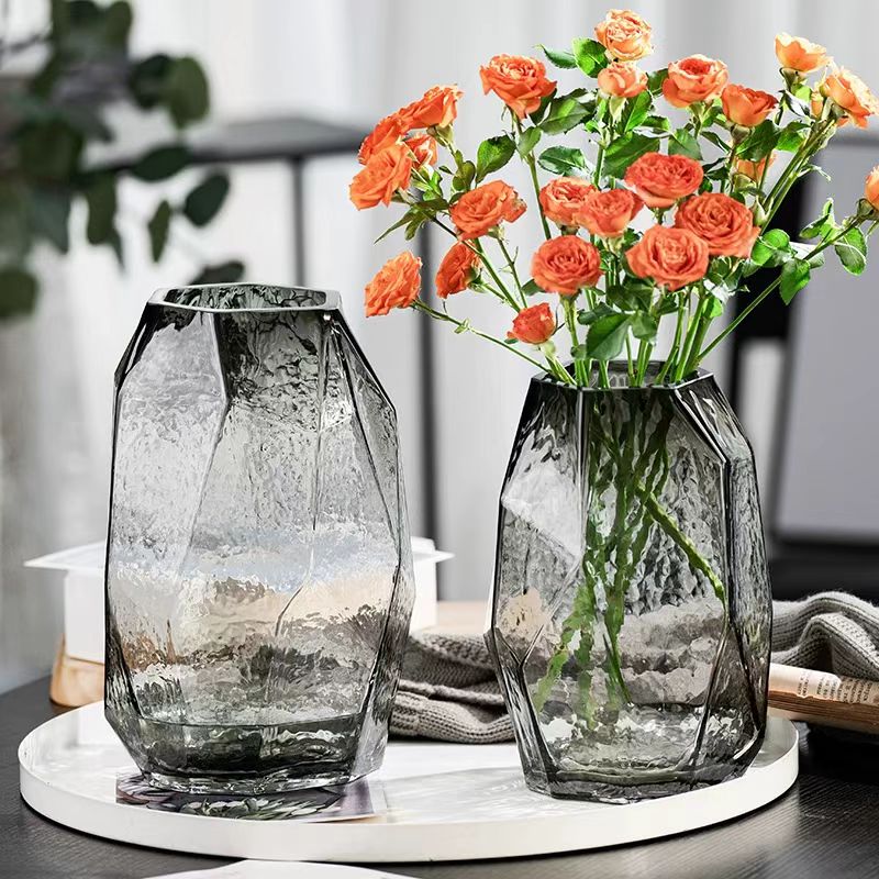 Nordic Geometric Faceted Hammered Vase 6