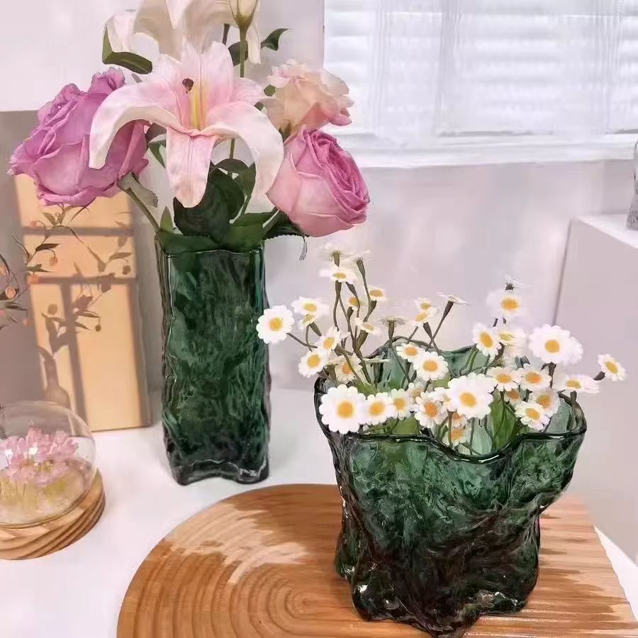 Nordic Gracier Ripple Textured Glass Vase 4