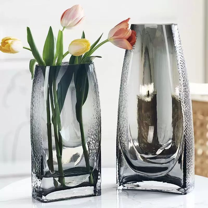 Nordic Textured Smoky Square Vase 2