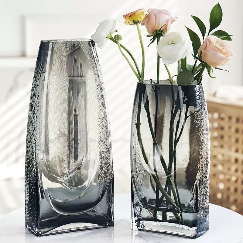 Nordic Textured Smoky Square Vase 4
