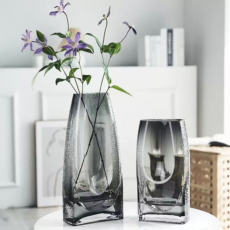 Nordic Textured Smoky Square Vase